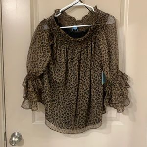 Cheetah print off the shoulder top
